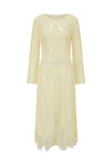 SWAYING 25 Fall/Winter Collection: Silk-Wool Mesh Long-Sleeve Dress with Cutout Detail (SW-SW25AW2L06C1S2-HUANG, Yellow)